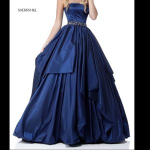 Sherri Hill Black Strapless Ballgown